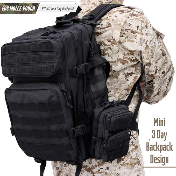 LIVANS Tactical Molle Utility Pouch, EDC Tool Pouch Tactical Phone Pouches Mini Waist Pouches Medical EDC IFAK Pack Mini Design of 3-Day Backpack
