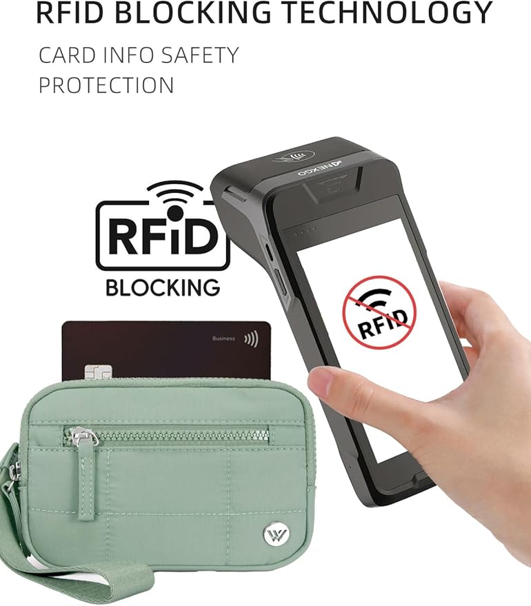 WESTBRONCO Wristlet Wallets for Women – RFID Blocking Quilted Nylon Phone Wallet, Card Holder Purse for Travel & Everyday Use
