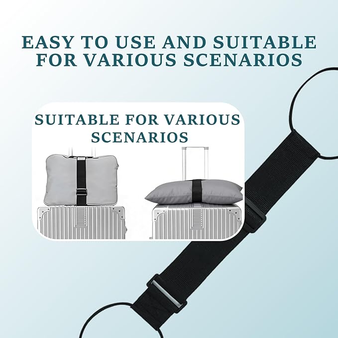 2 Pack Luggage Strap for Carry On Bag,Multi Use Strong Adjustable Connector Straps, Black Elastic Travel Belt for Suitcase, Backpack, Handbag, Easy Wrap, Lightweight