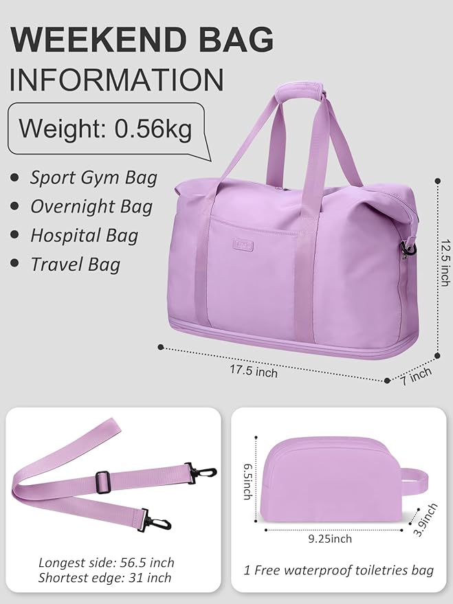 Expandable Travel Duffle Bags Weekender Overnight Bags for Women Men Hospital Bag for Women Labor Delivery with Toiletry Bag Waterproof