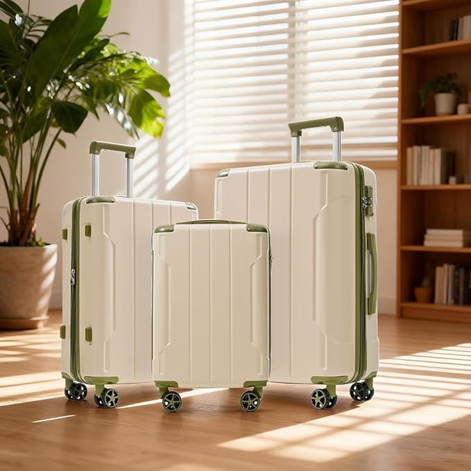 Merax Luggage Set 3 Piece Hardshell Suitcases with Spinner Wheels, TSA Lock, Lightweight Travel Luggage 20" Carry On 24" 28" Expandable Checked for Family Trips