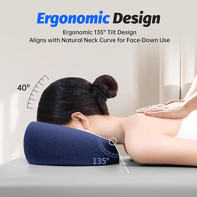 Face Down Pillows for Massage Table, Massage Headrest for Bed, Face Pillow for Stomach Sleeping, BBL Pillow After Surgery Post Eye Surgery & Vitrectomy Recovery, Removable Cover Navy Blue