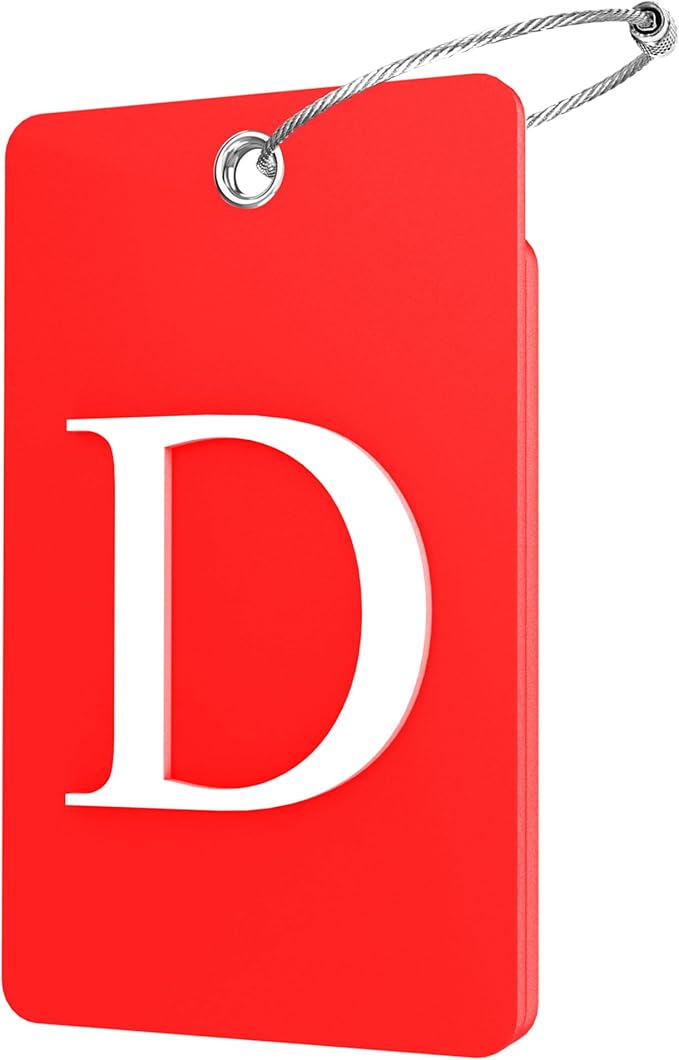 Gostwo 2 Pack Luggage Tags for Suitcases, 26 Initial Letter Travel Luggage Baggage Identification Labels ID Tag Fully Bendable Tags with Stainless Steel Loop (Red) (Letter D)