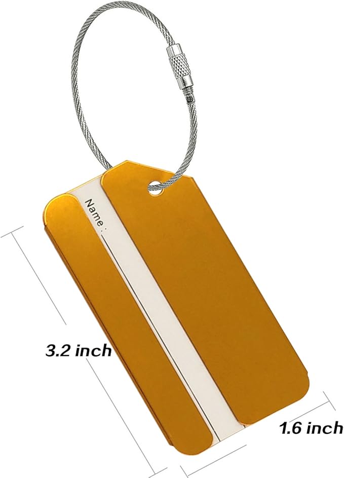 Aluminum Luggage Tags, Luggage Tag Holders for Travel Luggage Baggage Identifier by Ovener (2Pack Gold)