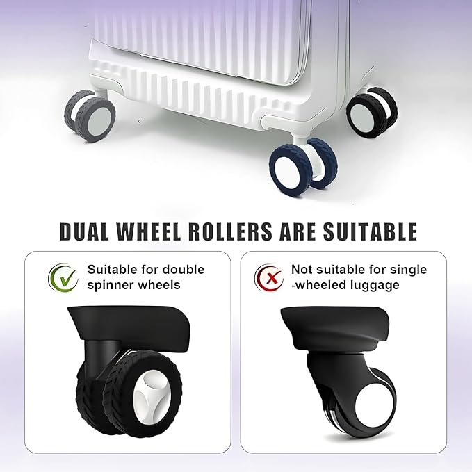 16Pcs Luggage Wheel Covers,Silicone Suitcase Cover for 2-2.4'' Spinner Wheel, Carry On Luggage Wheels Protector,Upgrade Suitcase Wheels Protective,Essential Travel Accessories (Black)
