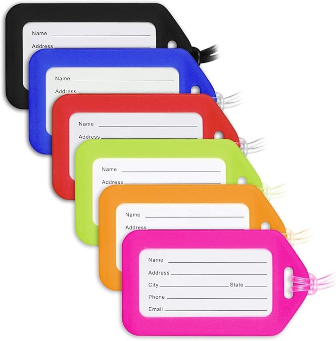 Mifflin-USA Luggage Tags (Assorted, 6 PK), Bag Tag for Baggage, Suitcase Tags Bulk