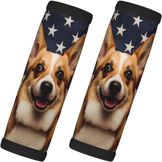Luggage Handle Wraps Animal Corgi Usa Flag Luggage Identifiers Soft Neoprene Luggage Handle Wraps For Suitcase Trolley Handle Grip Cover 2 Pack Luggage Tags