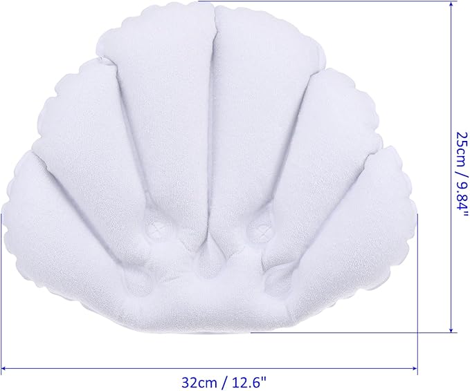 M METERXITY 2 Pack Inflatable Bath Pillow - Ultralight Inflatable Compressible Pillow with Suction Cups, Neck Support, Apply to Bathtub (White)