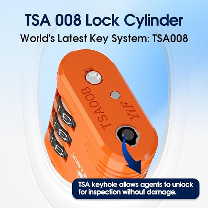 SURE LOCK TSA Approved Luggage Lock – 3-Digit Resettable Combination Padlock with Open Alert Red Dot, Large Easy-Read Dials for Suitcases, Backpacks, Gym & School Lockers (Orange 2 pk)