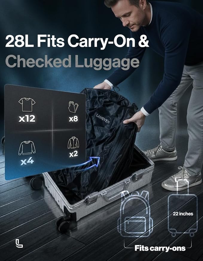 Vacuum Packing Bags for Travel – Luggage Compression Bags with Pump, Vacuum Packing Cubes, Save 60% Space, Maximize Storage, Easy Packing Organizer for Carry-On & Suitcase (2PC+Pump)