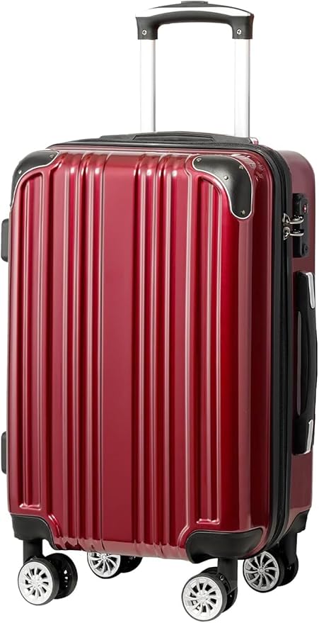 Coolife Carry On Luggage, Suitcase with Durable and Lightweight, carry on suitcase with PC+ABS Hardshell, Dual Spinner Wheels, TSA Lock, and YKK Zipper (wine wind new, S(20in)_carry on)