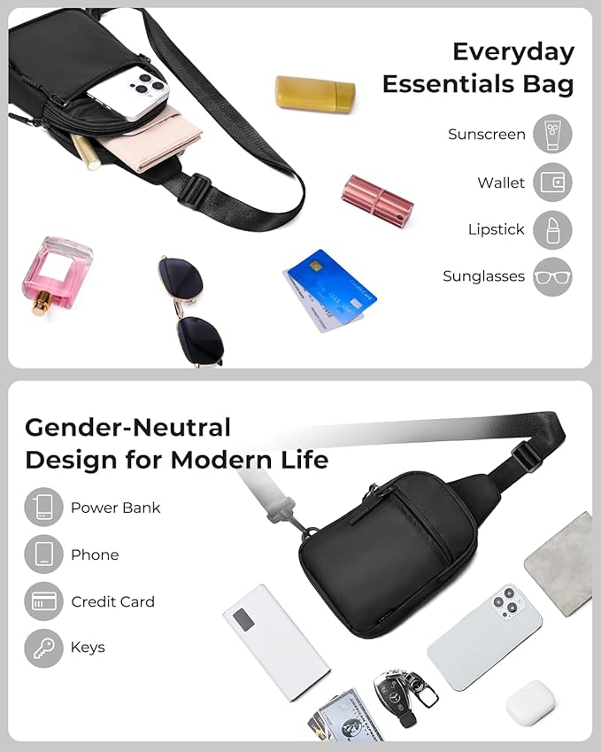 CHOLISS Small Sling Bag for Women and Men, Crossbody Bags Trendy Fanny Packs Chest Bag with Extended Strap
