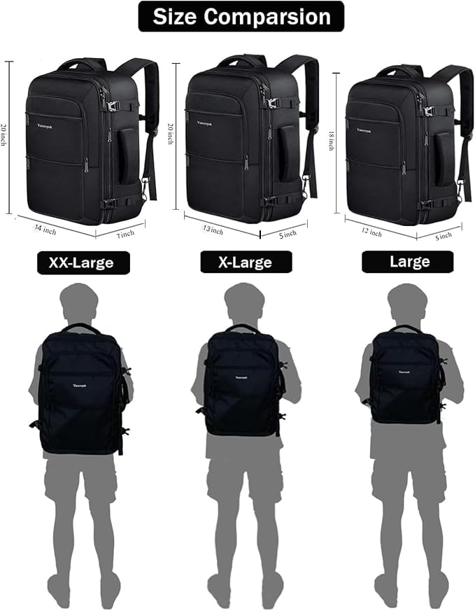 Vancropak 35L Carry on Bags for Airplanes, Luggage Backpack for Travel, Flight Approved Travel Bag for Men & Women, Water Resistant Suitcase Backpack Weekender Business Daypack Overnight Bag, Black