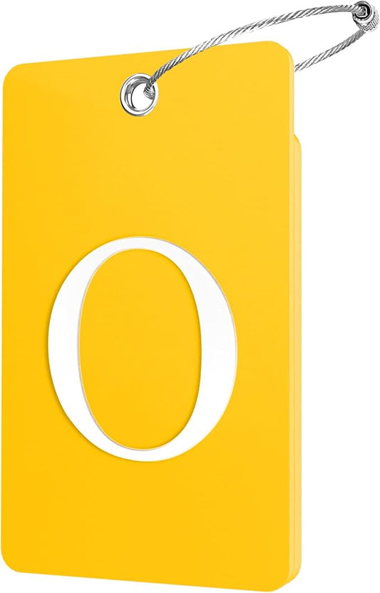 Gostwo 2 Pack Luggage Tags for Suitcases, 26 Initial Letter Travel Luggage Baggage Identification Labels ID Tag Fully Bendable Tags with Stainless Steel Loop (Yellow) (Letter O)