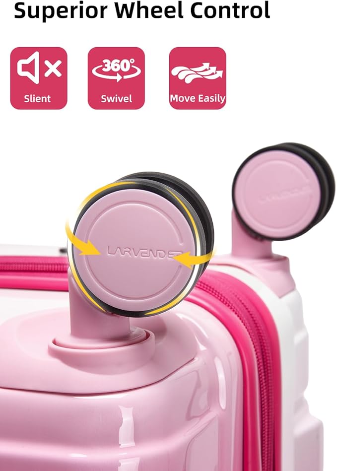 LARVENDER Luggage Sets 6 Piece Hardside Expandable Suitcase with Wheels TSA Lock Double Spinner Wheels, PC+ABS Multicolor Lightweight Travel Luggage Sets for Women, Berry Sparkling