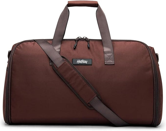 Halfday Convertible 2-in-1 Garment Duffel Weekender Bag 45L | Wrinkle-Free Travel, Hanging Suit Compartment, Shoe Pockets, Trolley Sleeve. Durable & Water-Resistant Carry-on, Port
