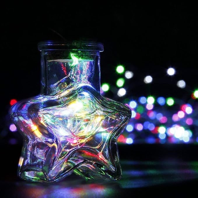 2 Pack LED Fairy Lights Battery Operated 20FT 60 LEDs Silver Wire String Lights Twinkle Lights Starry Fairy Lights for Bedroom Christmas Wedding Party Indoor Outdoor Decorations, Multicolor