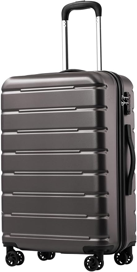 Coolife Luggage Suitcase Carry-on Spinner TSA Lock USB Port Expandable (only 28’’) Lightweight Hardside Luggage (Gray, L(28in))