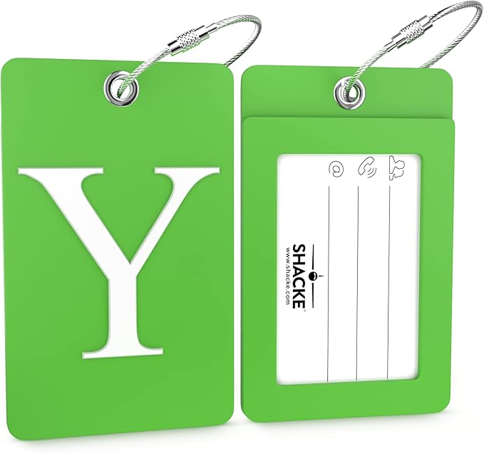 Shacke Luggage Tag Initial Fully Bendable Tag w/Stainless Steel Loop (Letter Y)