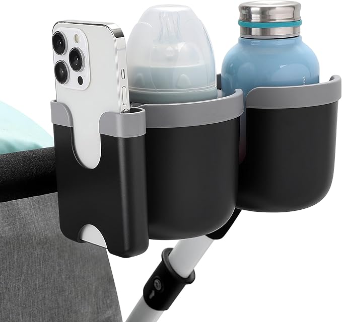 Accmor Stroller Cup Holder with Phone Holder, Bike Cup Holder, Universal Cup Holder for Uppababy Nuna Doona Strollers, 2-in-1 Cup Phone Holder for Stroller Bike Wheelchair Walker Accessory