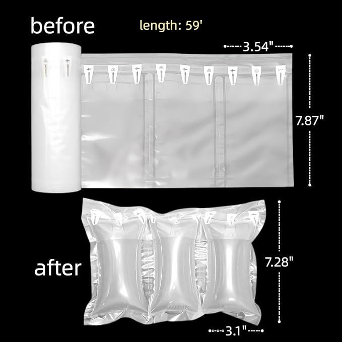 Air Pillows for Shipping with Pump Packaging Air Bags 200 Count Inflatable Shipping Supplies Box Filler Packing Materials Alternative to Packing Peanuts, Purse Stuffers for Shape 3.54" x 7.87"