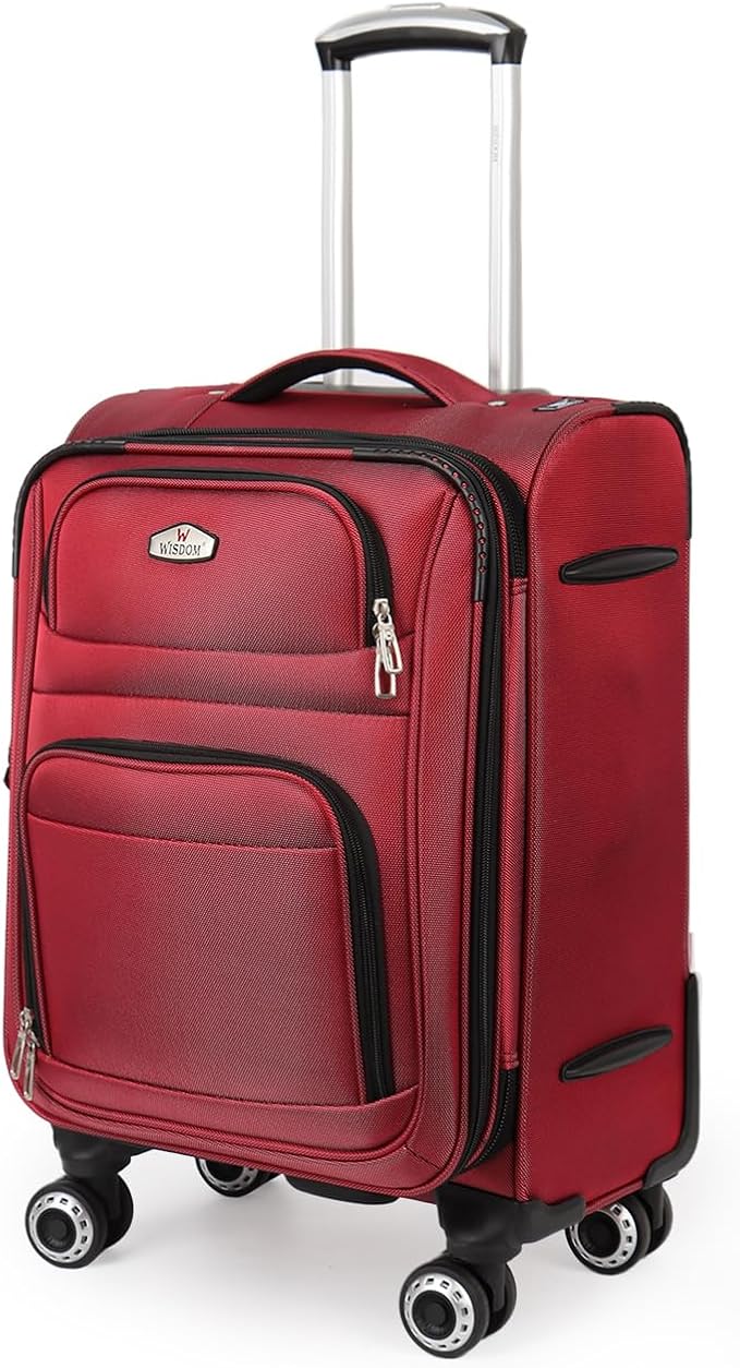 20'' Carry on Luggage,Softside Suitcase w/Combination LOCK,Expandable 15% Luggage w/Double Spinner Wheels,Lightweight Rolling Suitcases for Men/Women（Red,20in）