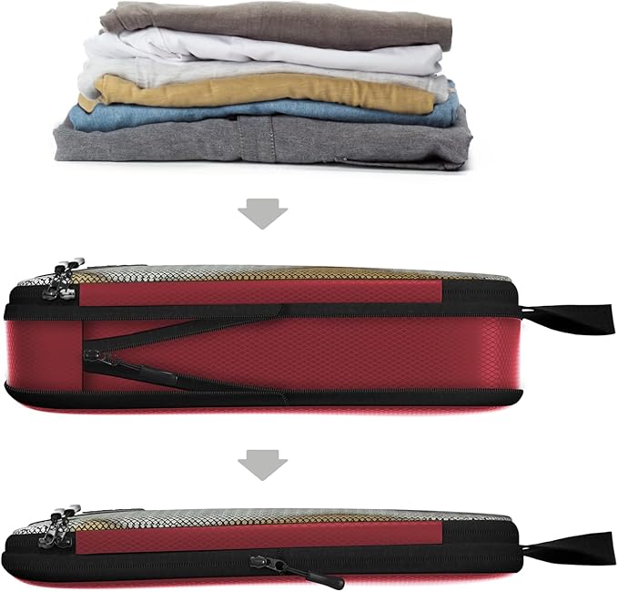 Large Packing Cubes for Travel - 5pc Packing Cubes for Suitcases - Lightweight Luggage Organizer Bags (Compression)