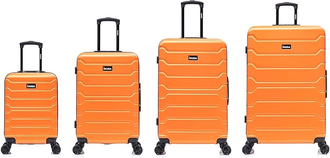 InUSA TREND Luggage with Spinner Wheels | Durable Lightweight Hardside Suitcase, Travel Sets with Handle and Trolley | (20in, 24in, 28in, 32in) 4 Piece Set | Orange
