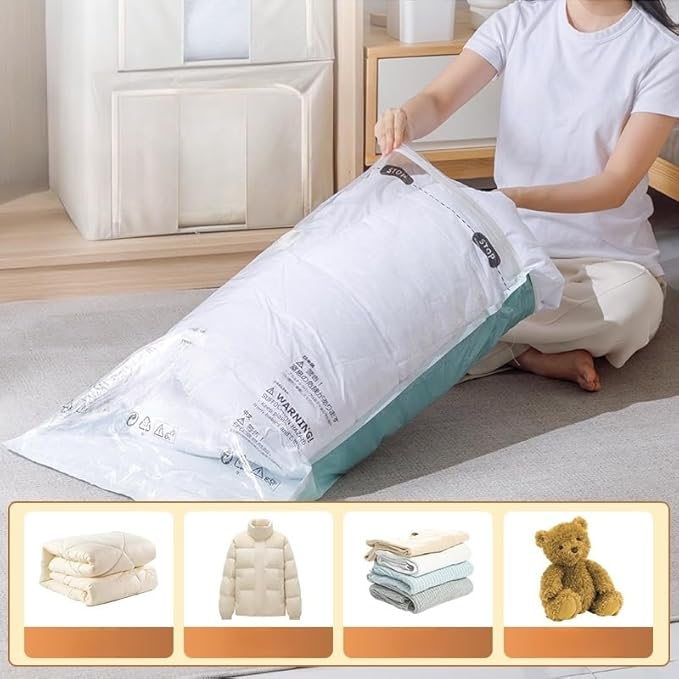 Vacuum Storage Bags for Clothing - NeatNest 6 Pack Flat Space Saver Bags, 3 Small+3 Medium, for Clothes, Towels, Sweaters, Dual Compression (Vacuum or Hand Press), Airtight and Reusable