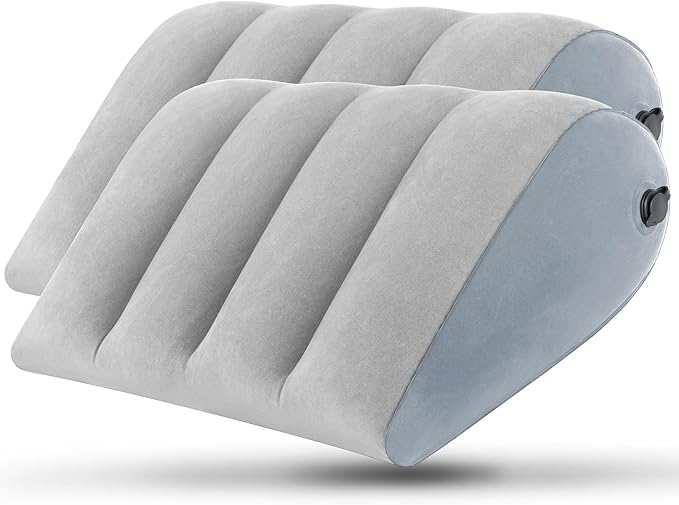2 Pack Portable Inflatable Wedge Pillow,Body Positioner for Sleep Support, Adjustable Travel Pillow - Lightweight Bed/Leg Support Pillow, Fast Inflation，for Home Outdoor Travel