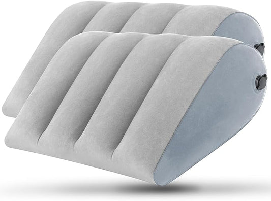 2 Pack Portable Inflatable Wedge Pillow,Body Positioner for Sleep Support, Adjustable Travel Pillow - Lightweight Bed/Leg Support Pillow, Fast Inflation，for Home Outdoor Travel