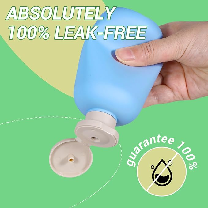 ASEVAT 6.7oz Sealed Plastic Travel Shampoo Bottles, Empty Travel Shampoo and Conditioner Bottles Refillable, Travel Size Shampoo Bottle, Hand Soap Dispenser for Vacation, Gym, Home(Skyblue)