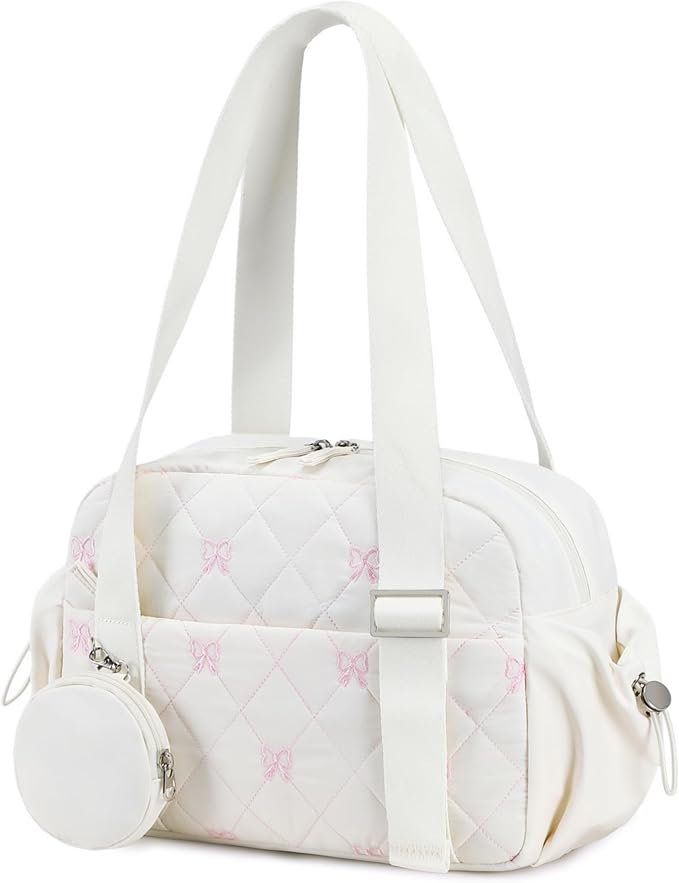 CAMTOP Mini Gym Bag for Women, Small Gym Tote Bag Puffy Quilted Sports Duffel Bag with Wet Compartment and Coin Purse Duffel Bags Dance Yoga Workout Bag for Gifts