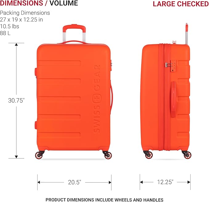 SwissGear 7366 Signature Hardside Expandable Luggage with Spinner Wheels, TSA Lock, Cup-Holder, Orange, 2-Piece Set (19/27)