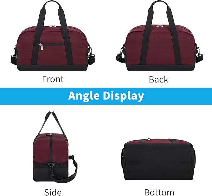 Small Gym Bag 14 inch lightweight Carry On Mini Duffel Bag for Travel Sport - Wine Red