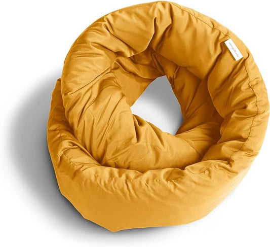 Huzi Infinity Pillow - Travel Neck Pillow - Versatile Soft 360 Support Scarf - Machine Washable - Home Travel Flight Road Trips Airplane Sleeping (Ochre Yellow)