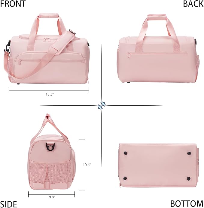 Gym Bag for Men Women, Sports Duffle Bags with Wet Pocket & Shoes Compartment, Water Resistant Overnight Duffel Bag