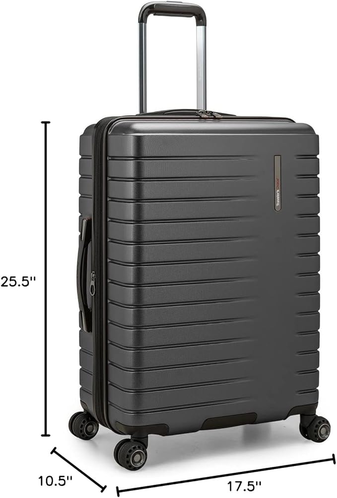 Traveler's Choice Archer Polycarbonate Expandable Luggage with Spinner Wheels, Grey, Checked 26-Inch
