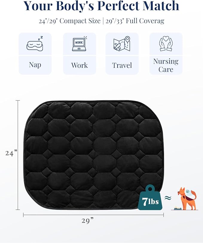 Kivik Weighted Lap Blanket for Adults，Crystal Velvet Weighted Lap Pad，Small Weighted Blanket 7 lbs，Cozy Mini Heavy Travel Blankets，Portable & Breathable 24"x29" (Black, 24"x29"-7 lbs)