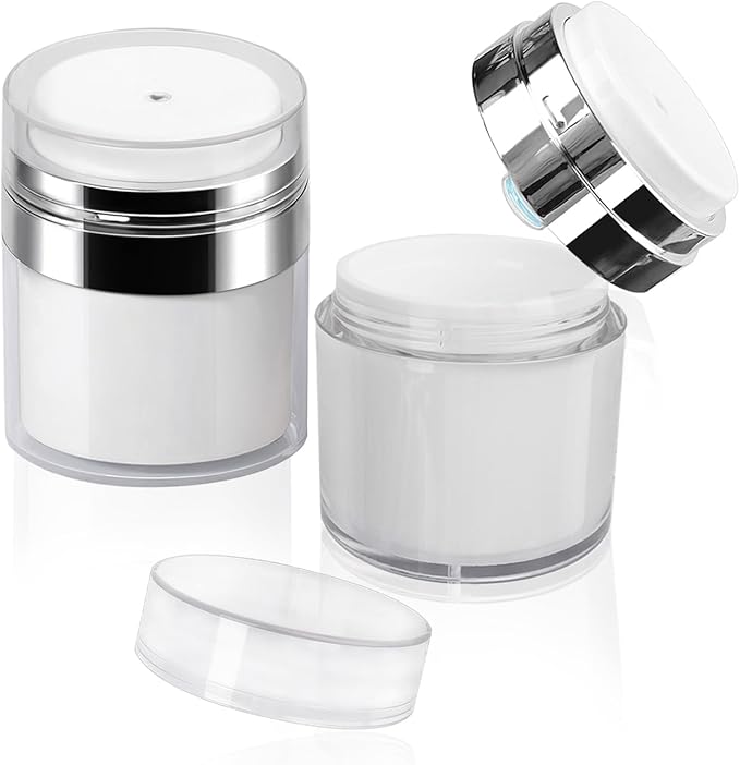 2Pack 30ml Airless Pump Jar - 1.0 Oz Moisturizer Pump Dispenser, Travel Lotion Container Vacuum Bottle for Skincare, Thick Moisturizer