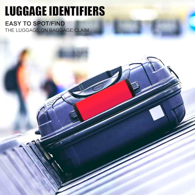 Luggage Handle Wrap 6 Pack-Neoprene Luggage Handle Wraps for Suitcase/Beach Bag/Backpacks Bright Suitcase Identifiers Travel Accessories for Airplane (Red)