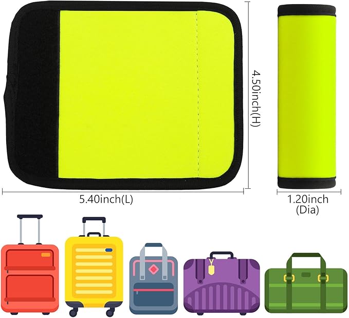 Luggage Handle Wrap 2 Pack Luggage Handle Wraps for Suitcase Bright Neoprene Luggage Handle Covers/Extender/Identifiers-Travel Accessories Must Haves (Yellow-2 Pack)
