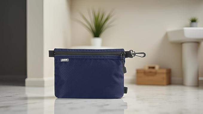 GOX Small Toiletry Bag for Men Bulk Cosmetic Bag Dopp Kit Carry On Zipper Pouch Organization Nylon Small Packing Sack Waterproof (Navy)