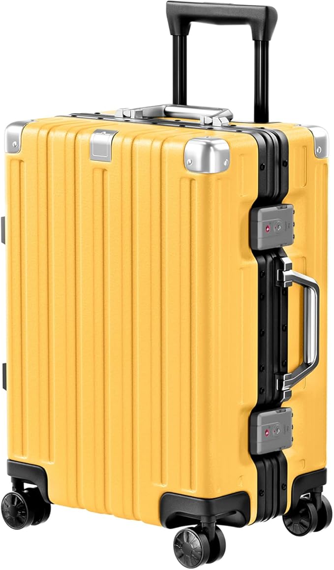 Krute Carry On Luggage 20 inch Aluminum Frame Luggage with Spinner Wheels Hardshell No Zipper PC+ABS TSA Lock Zipperless Suitcases