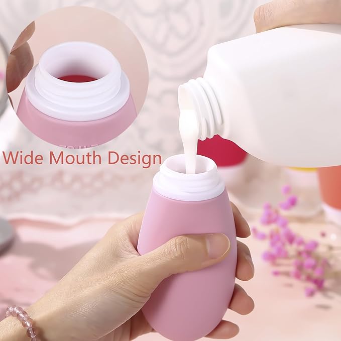 Leak Proof Silicone Travel Bottles,4 Pack 3.4oz Liquid Squeezable Refillable Portable Accessories/Cosmetic Containers,BPA Free,Travel Size Bottles for Toiletries Shampoo Conditioner Lotion