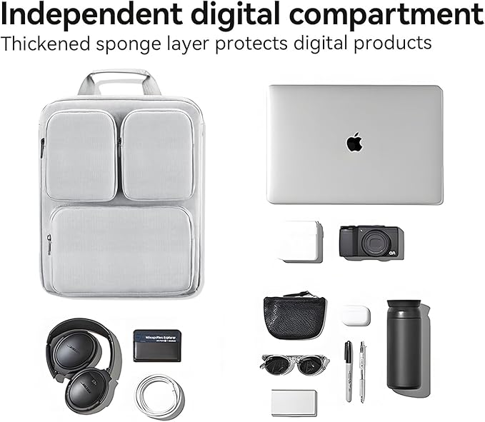 SOKOK Over Luggage Organizer Storage Bag with Multi Pockets, Slide On Luggage Harness with Adjustable Straps, 2-in-1 Travel Accessories Suitcase Vest Bag Fits Most Suitcases, Silver Gray-3