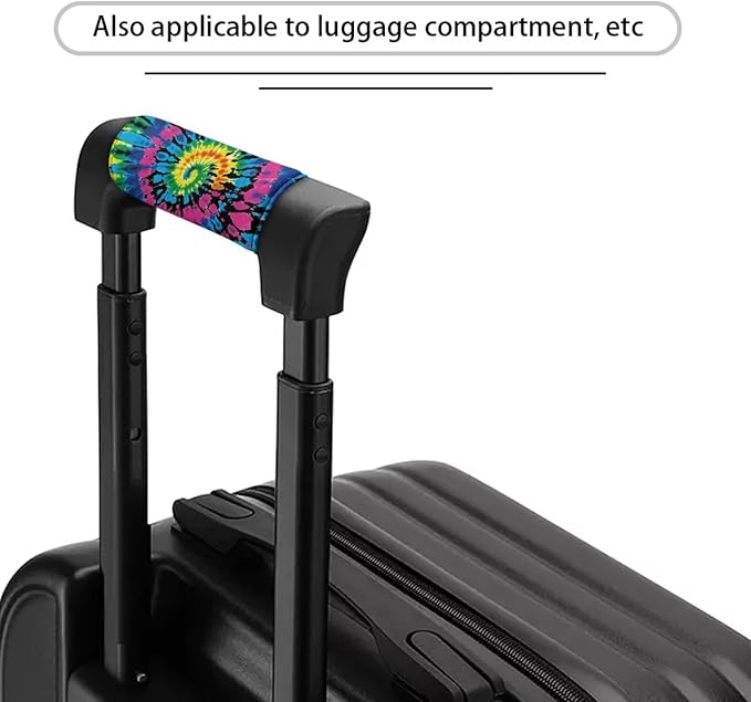 BIGCARJOB Hippie Tie Dye Print Luggage Handle Wrap Set for Women Girls Travel Suitcase Handle Sleeve Cover Universal Identifier Travel Bag Wraps Washable Luggage Tags