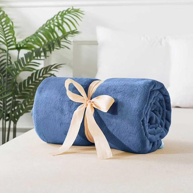 Soft Queen Size Blanket for All Season Warm Fuzzy Microplush Lightweight Thermal Fleece Summer Autumn Fall Winter Spring Blankets for Queen Full Bed Couch Sofa,90x90 Inches,Washed Blue