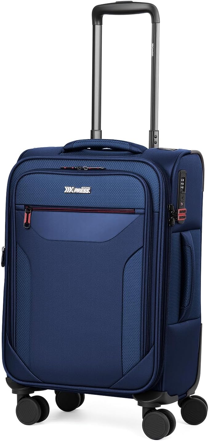 Carry on Luggage 22 X 14 X 9 Airline Approved,22 Inch Softside Suitcases w/TSA LOCK,Lightweight Carry-On Suitcase w/Spinner Wheels,Upright Softshell Luggage for Men/Women（Navy,22in）