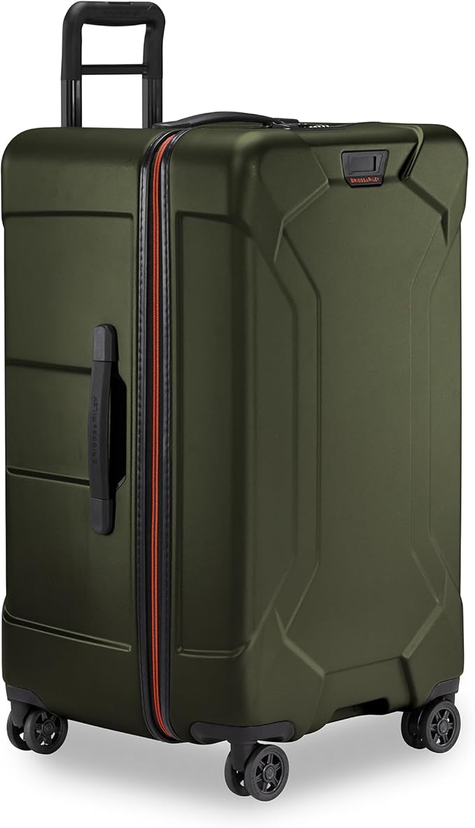 Briggs & Riley 28" Medium Trunk Spinner - Checked Luggage for Travel, Suitcases with Wheels, Hardside Rolling Bag for Men & Women, Self-Repairing Zipper - Torq Collection, Hunter Green